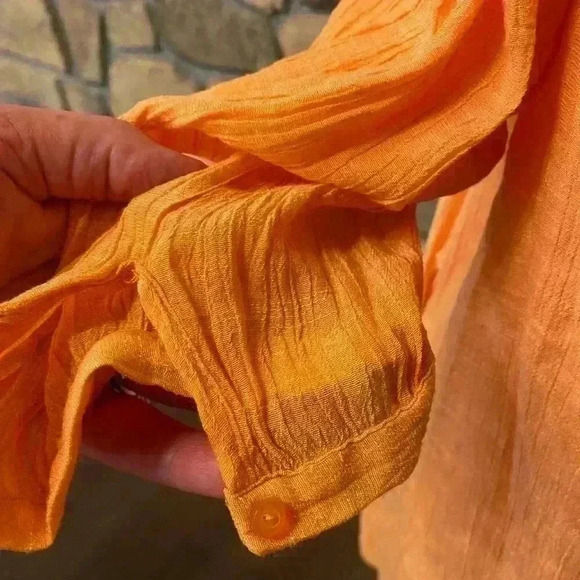 Women's Comfy Orange White Pullover Flowy Pretty Long Top medium - Picture 5 of 12